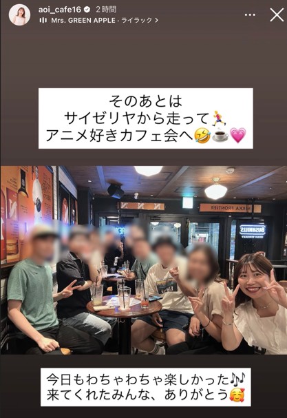 大阪梅田のHUBエキマルシェ大阪ウメスト店で開催したアニメ好きカフェ会の集合写真